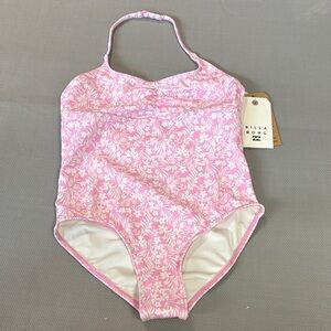 Billabong Pink Floral Kids One Piece Swimsuit